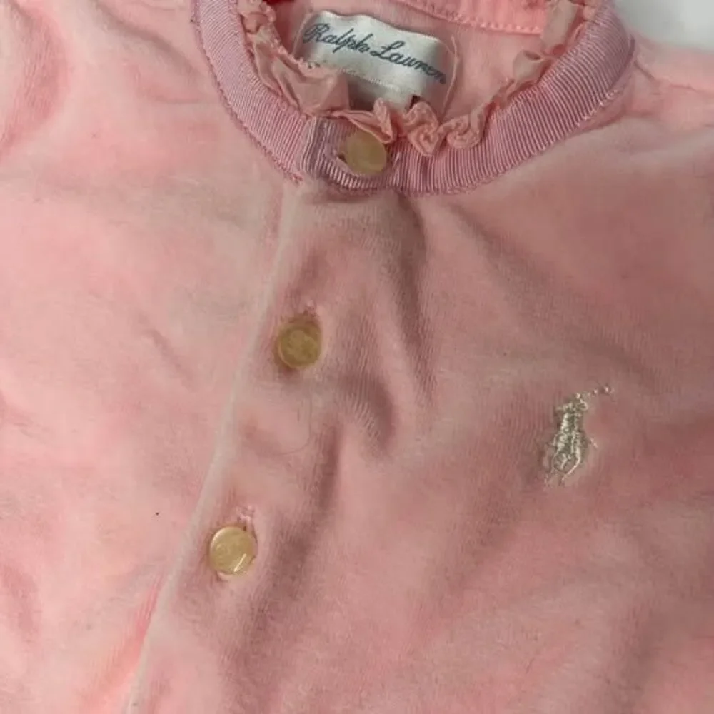 Vintage Ralph Lauren Pink Baby 6M Top Ruffle Velour